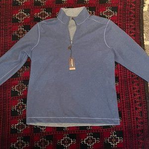 New Johnston and Murphy XL Quarter Zip Blue/Gray